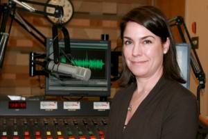 Catherine Komp in the studios of WVTF 88.9 in Richmond, Virginia.