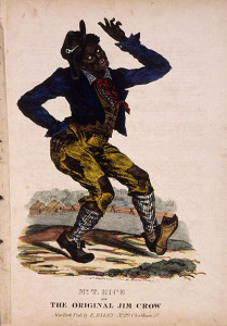 Edward Williams Clay (1799-1857) lithograph, cover to sheet music of “Jump Jim Crow,” a song popularized by American minstrel Thomas Dartmouth Rice about 1832.